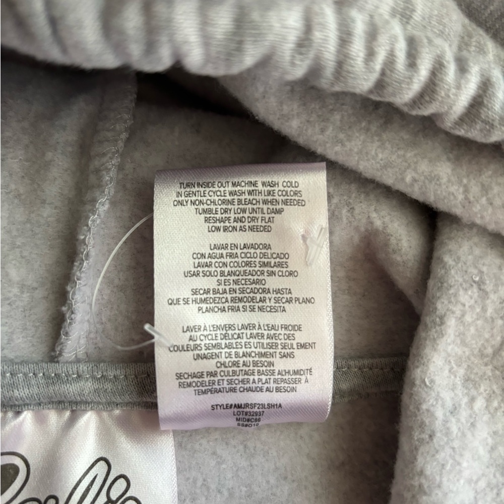 Barbie Hooded Sweatshirt Junior’s Small Grey Pink Hoodie Pocket Patch Logo - Picture 7 of 7
